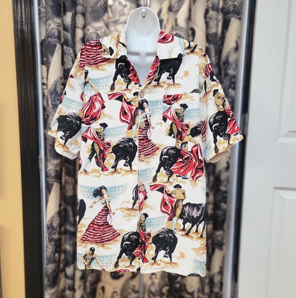 Vintage Men's Matador Print Casual Shirt Kitschy!